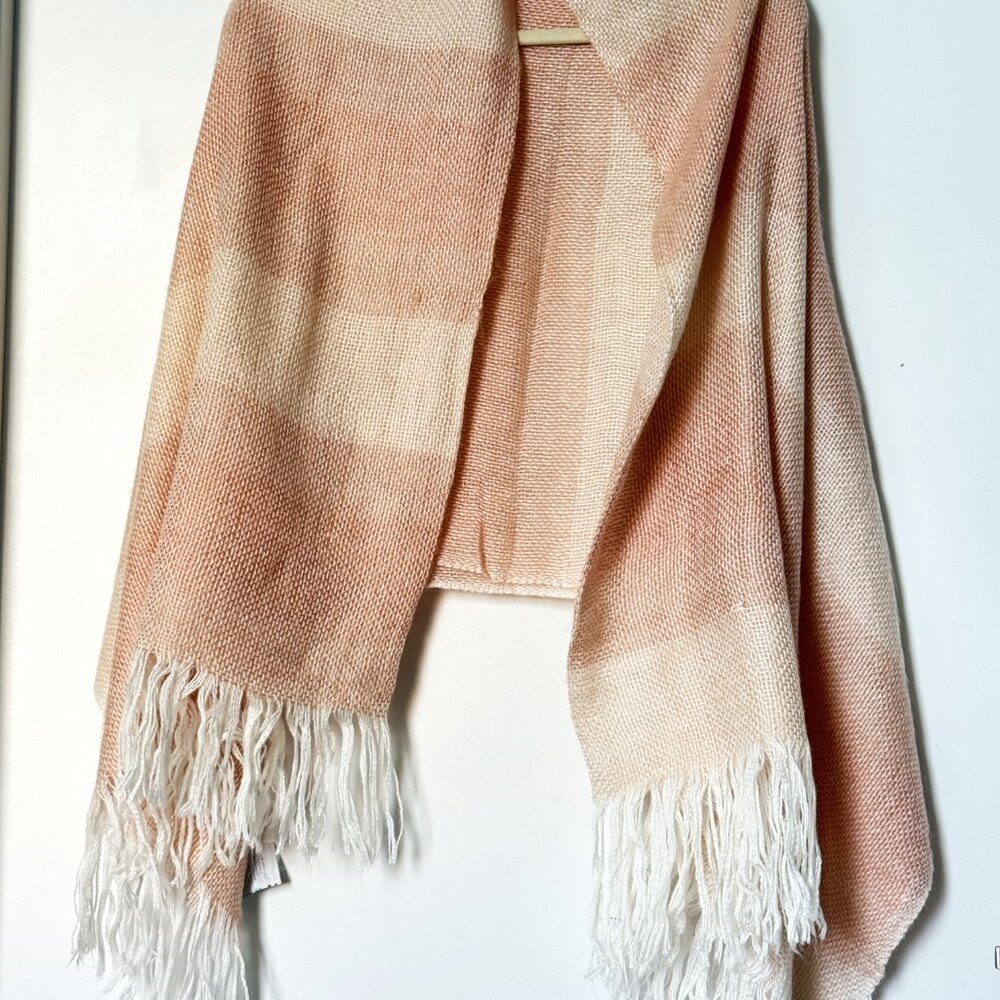 Martha Stewart Collection Wrap Pink White Striped Warm Winter Large Scarf - Picture 5 of 8